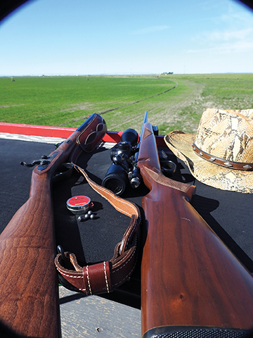 A couple of small game rifles. The one on the left is a 32-caliber muzzleloader from Traditions, while the one on the right is a CZ American in 17 HMR capable of making long shots on calm days.